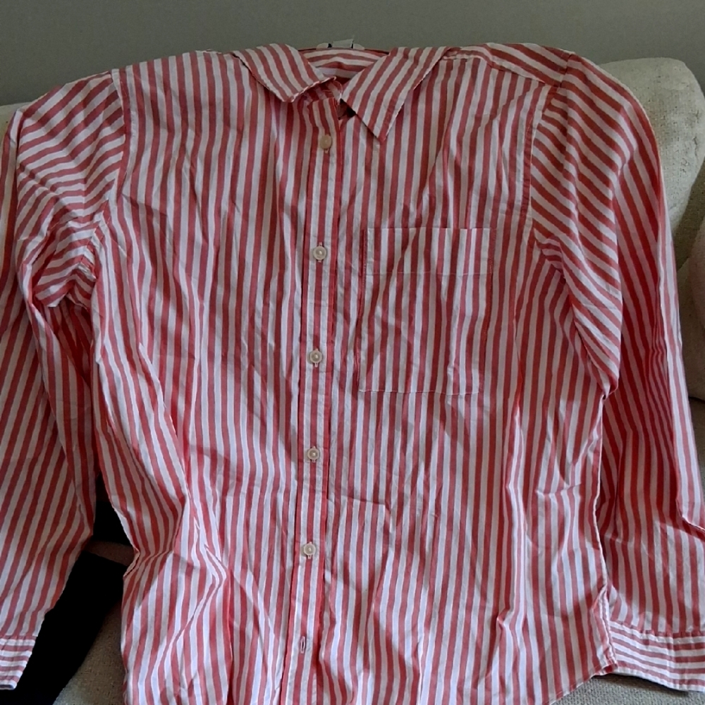 Red and White Striped Button Down Shirt